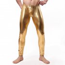 Candy Color Men Golden Wetlook Faux Leather Skinny Legging Gay Fetish Pants WT42705A