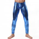 Candy Color Men Blue Wetlook Faux Leather Skinny Legging Gay Fetish Pants WT42705C