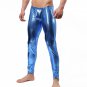 Candy Color Men Blue Wetlook Faux Leather Skinny Legging Gay Fetish Pants WT42705C