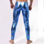 Candy Color Men Blue Wetlook Faux Leather Skinny Legging Gay Fetish Pants WT42705C