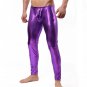 Candy Color Men Purple Wetlook Faux Leather Skinny Legging Gay Fetish Pants WT42705D