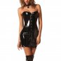 Gothic Women Sexy Steampunk Black Wetlook Pvc Leather Corset Dress Long CB371632B