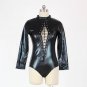 Women's Leather Bodysuit Long Sleeve Lace-up Club Jumpsuit PU Teddy Lingerie W850842