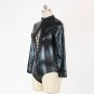 Women's Leather Bodysuit Long Sleeve Lace-up Club Jumpsuit PU Teddy Lingerie W850842