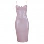 Sexy PVC Bodycon Evening Party Wear Pink Leather Clubwear Slim Midi Dress W6600308D