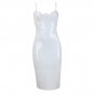 Sexy PVC Bodycon Evening Party Wear White Leather Clubwear Slim Midi Dress W6600308C