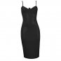 Sexy PVC Bodycon Evening Party Wear Black Leather Clubwear Slim Midi Dress W6600308B