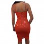 Sexy PVC Bodycon Evening Party Wear Red Leather Clubwear Slim Midi Dress W6600308A