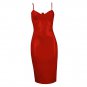 Sexy PVC Bodycon Evening Party Wear Red Leather Clubwear Slim Midi Dress W6600308A