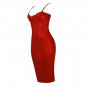 Sexy PVC Bodycon Evening Party Wear Red Leather Clubwear Slim Midi Dress W6600308A