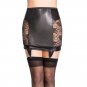 Women Sexy Floral Lace See Through Vinyl Leather Patchwork Mini Skirt W850475