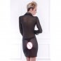 Women Sexy Long Sleeve Sheer Mesh Transparent Nightwear Gown W870494