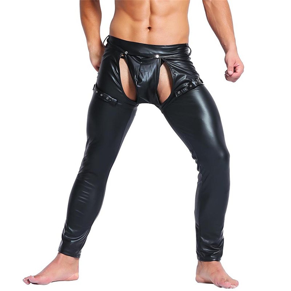 Erotic Nightclub Stage Performance Open Crotch Trousers Men Fetish Crotchless Pants W926722