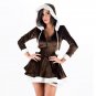 Women Winter Long Sleeve Front Zip Hooded A Line Mini Christmas Dress W4005A