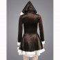 Women Winter Long Sleeve Front Zip Hooded A Line Mini Christmas Dress W4005A