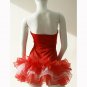 Ladies Red Pleated Ruffle Christmas Party Dresses With Hat Santa Claus W204015