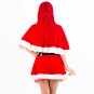 Women Fetish Red Bra + Skirt with Hoodie Sexy Santa Role Play Costume W328521