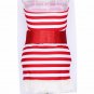 Women Sexy Strapless Red and White Striped Mini Fancy Dress with Hat Christmas Clothes W204017
