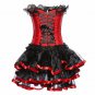 S-6XL Red Overbust Corset With Tutu Women Sexy Strapless Gothic Steampunk Corset Dress W58036