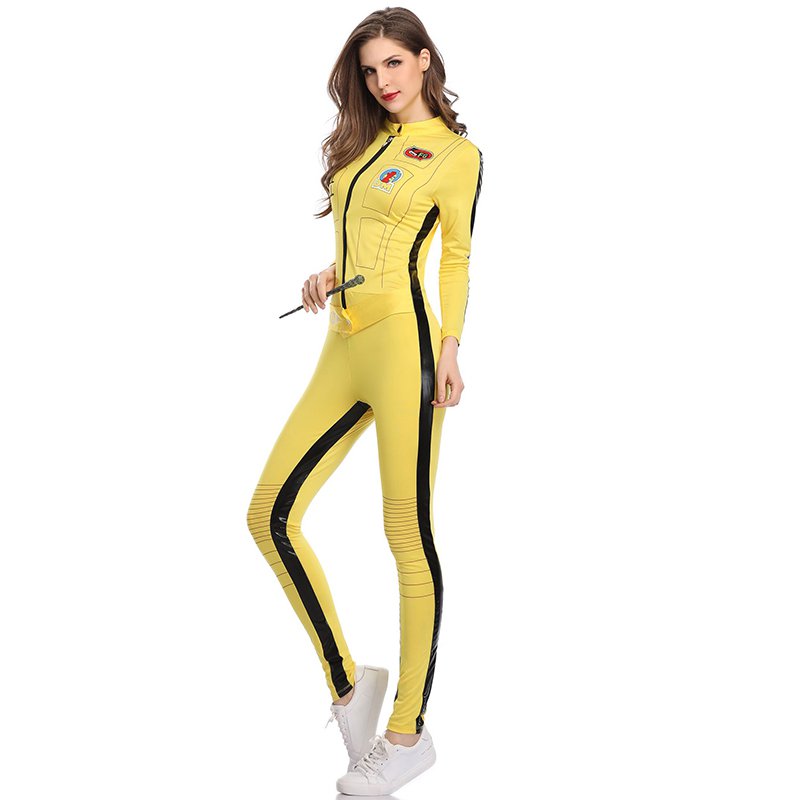 Kill Bill Costume Adult Women Ninja Martial Arts Bruce Lee Motocycle
