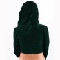 Women Dark Green Fetish Hoodie Coat Sexy Santa Hooded Crop Top Costume W4004B