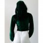 Women Dark Green Fetish Hoodie Coat Sexy Santa Hooded Crop Top Costume W4004B