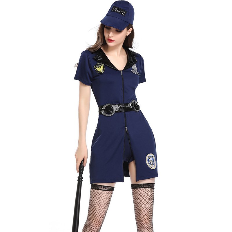 Adult Women Hottie Police Costume Outfits 3 Pcs Ladies Cop Cosplay 6816