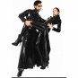 Women Men Unisex Black PVC Gothic Wetlook Faux Leather Sexy Trench Leather Catsuit W931051A