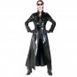Women Men Unisex Black PVC Gothic Wetlook Faux Leather Sexy Trench Leather Catsuit  W931051A