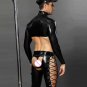3 pcs Black Vinyl Leather Menâs Costumes Sexy Police Cosplay Plus Size Halloween Police Uniforms