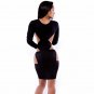Sexy Autumn Mesh Insert Long Sleeve Mini Bodycon Dress Black W84416A