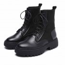 Black Leather Martin Boots Women 2019 Autumn Winter Warm Shoes Women's Motorcycle Platform Boots