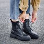 Black Leather Martin Boots Women 2019 Autumn Winter Warm Shoes Women's Motorcycle Platform Boots