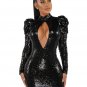 Sexy Sequin Backless Short Club Party Evening Dress Long Sleeve Bodycon Mini Dresses