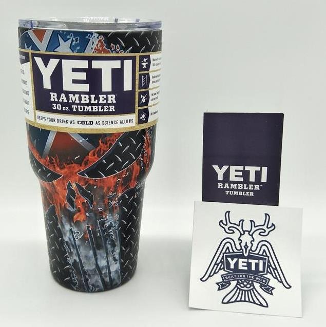 Camouflage Skull Star Ancient US Flag Colored YETI Rambler Tumbler 30 Oz Stainless FREE SHIPPING