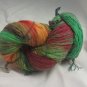 Hand dyed red/green/orange/yellow recycled cotton yarn