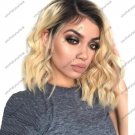 Ombre Blonde Human Hair Wavy Bob Lace front Wigs