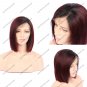 Ombre Red High Quality  Human Hair Straight Bob Lace front Wigs