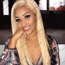 150% Density Platinum blonde Brazilian Human Hair Straight Full lace Wigs