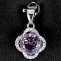 Ladies 1.8 carat Natural Amethyst 14K Gold Coated Solid Silver Simulated Diamonds Pendant Valentines