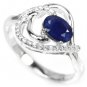 Genuine 1.27 carat Deep Blue Sapphire Diamond Solid Silver Heart Engagement Ring Valentines