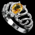 Ladies 0.7 carat Natural Citrine Simulated Diamonds 14K Gold Solid Sterling Silver Engagement Ring