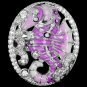 Charming Seahorse Enamel Simulated Diamonds 14K Gold Coating Solid Sterling Silver Statement Ring
