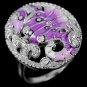 Charming Seahorse Enamel Simulated Diamonds 14K Gold Coating Solid Sterling Silver Statement Ring