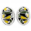 Ladies Enamel Solid Silver Simulated Diamonds 14K Gold Coated Earrings Valentines Gift for her