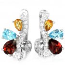 Ladies 3.62 carat Citrine Topaz Garnet Solid Silver Simulated Diamonds Earrings Valentines Gift