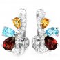 Ladies 3.62 carat Citrine Topaz Garnet Solid Silver Simulated Diamonds Earrings Valentines Gift