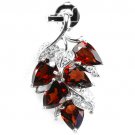 Ladies 4.92 carat Natural Red Garnet Simulated Diamonds 14K Gold Solid Silver Pendant Valentines