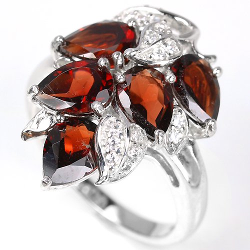 Ladies 5.13 carat Red Garnet Simulated Diamonds 14K Gold Solid Silver Dress Ring Valentines