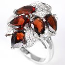 Ladies 5.13 carat Red Garnet Simulated Diamonds 14K Gold Solid Silver Dress Ring Valentines
